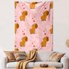 Cute Capybara Pattern with Hearts Patterned Tapestry Decorative Wall Hanging, Home Bedroom Living Room Decor