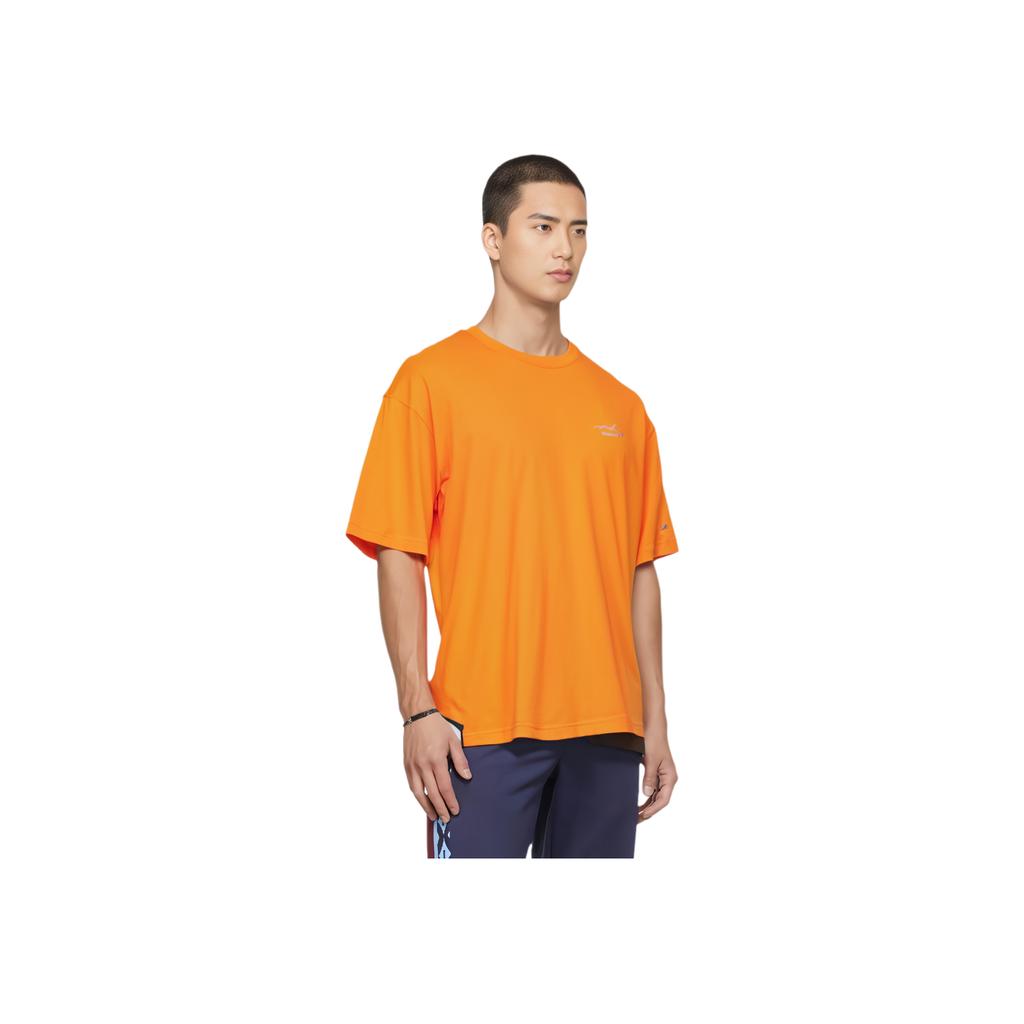 Li Ning CF Ice Silk Quick-Dry Cool Feeling Round Neck T-Shirt Unisex Tops Sunset-Orange ATSU779-7