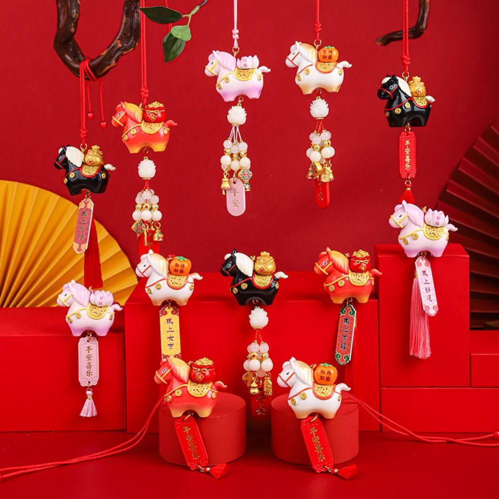 Traditional Spring Festival Car Hanging Pendant Zodiac Pony Figurine Car Ornament  Home Decoration
