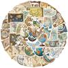 50PCS Vintage Travel Clock Map Stickers Set Retro Aesthetic Waterproof Vinyl Decals for Scrapbooking DIY Laptops