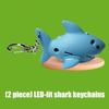 LED Illuminated Shark Shape Keychains Offering Light for Dark Key Finding At Night and As Fun Decorations