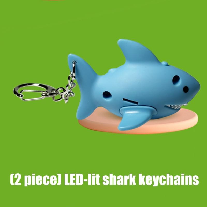 LED Illuminated Shark Shape Keychains Offering Light for Dark Key Finding At Night and As Fun Decorations