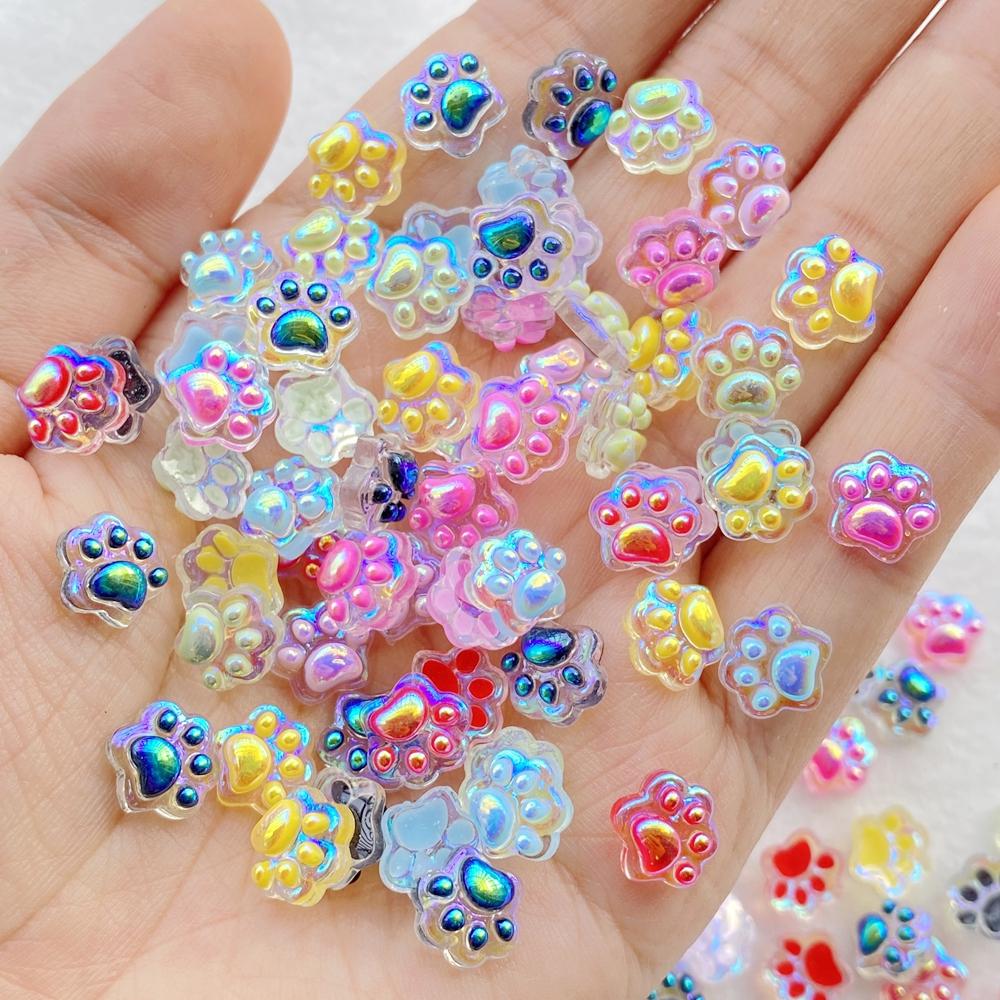 50Pcs Cute Cartoon Mini Colorful Cat Claws Series Nail Art Resin Designer Charms DIY Craft For Nail 3D Decorations Jewelry