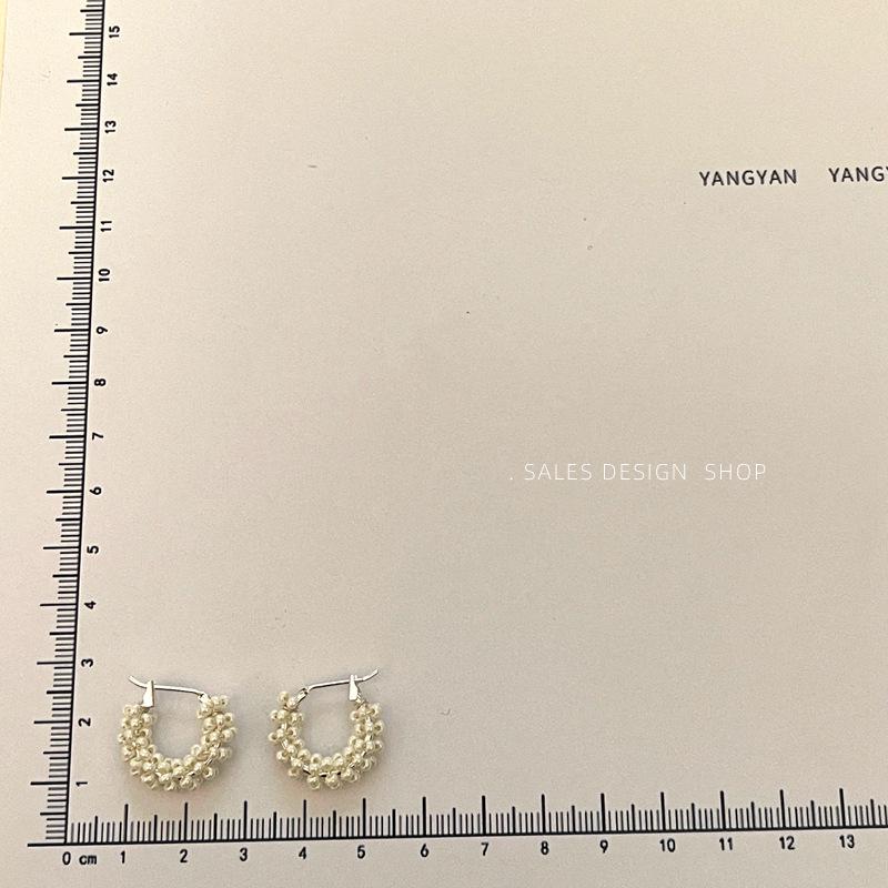 Korean Style C-Shaped Millet Bead Ear Cuff - Simple, Versatile, and Fashionable Earrings for Women