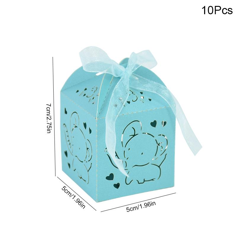 

10 шт. Коробка для конфет в форме слона с лазерной резкой, полая, сувениры, подарочные коробки с лентой, принадлежности для упаковки для детского праздника, дня рождения Other