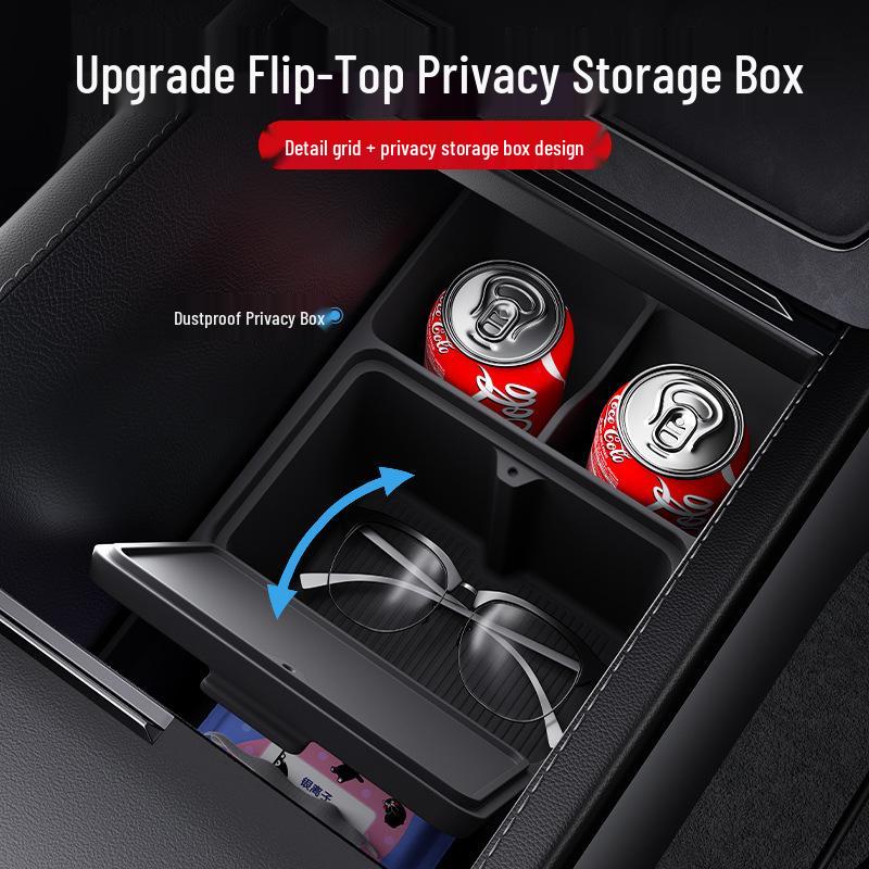 Compatible Tesla Central Console Silicone Storage Box: Original Color, Convenient Lower Console Storage Solution.