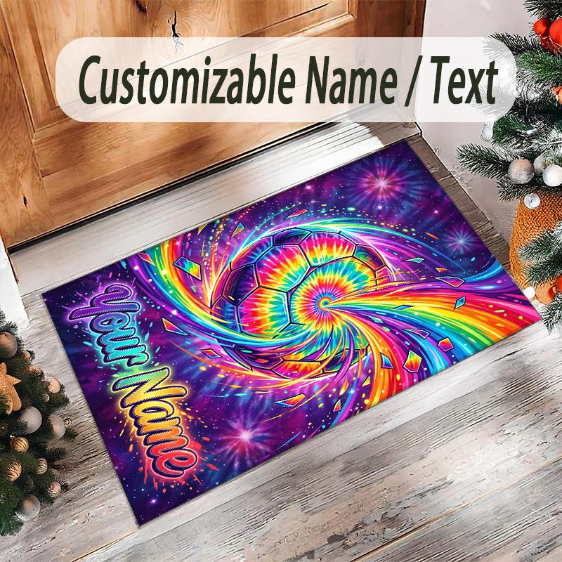Decorative Artwork Theme Crystal Velvet Rug Personalized Custom Name Text Soft Floor Mat Home Decor