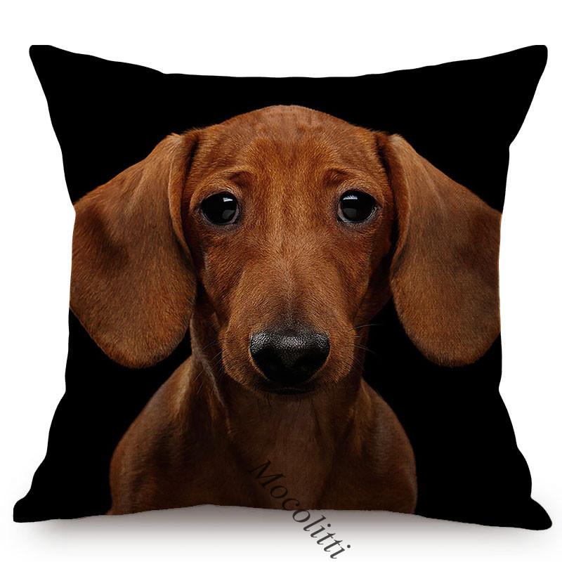 Pet Dog Portrait Print Sofa Throw Pillow Case Dachshund Terrier Samoyed Living Room Chair Decoration Cushion Cover Cojines