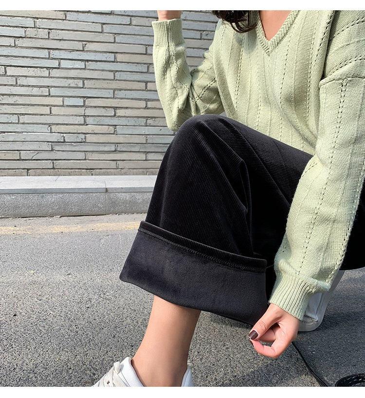 Damen Fleecegefütterte Chenille High-Waist Wide-Leg Hose - Warm, Weich und Stilvoll für Herbst und Winter.