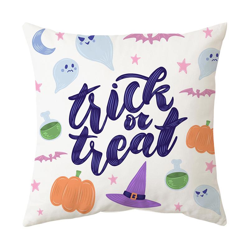 Cushion Pillow Halloween Print Pillow Cover Cushion Peach Skin Short Plush Cushion