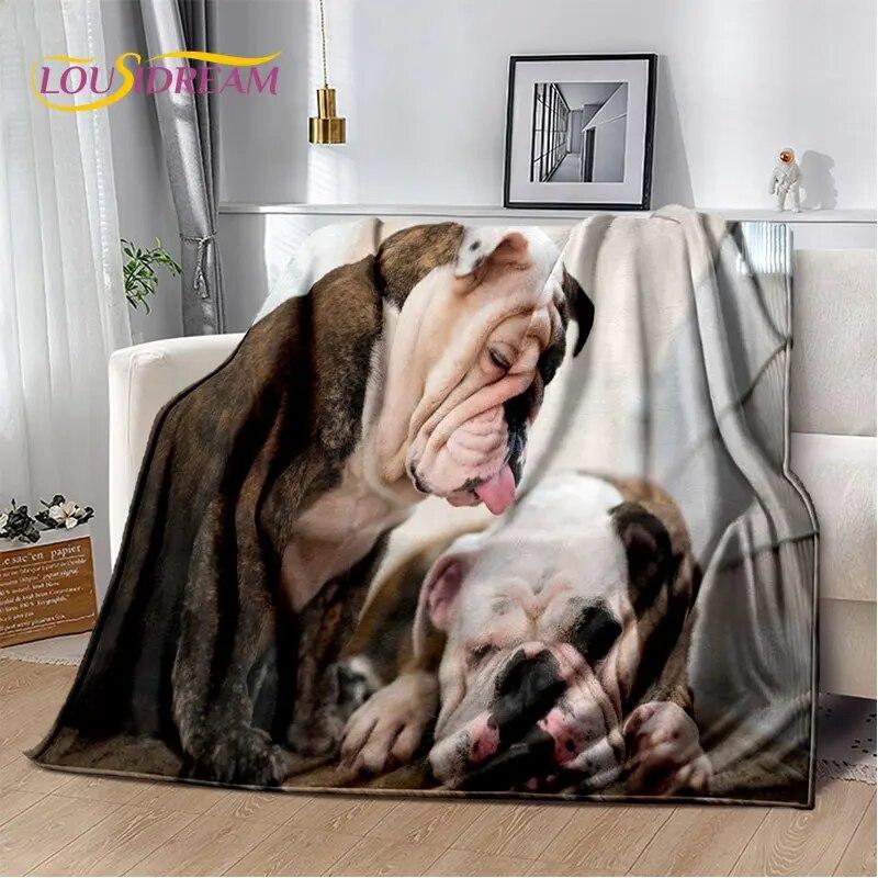 Cartoon French Pit Bull Dog Pet Soft Plush Blanket,Flannel Blanket Throw Blanket for Living Room Bedroom Bed Sofa Picnic Cover
