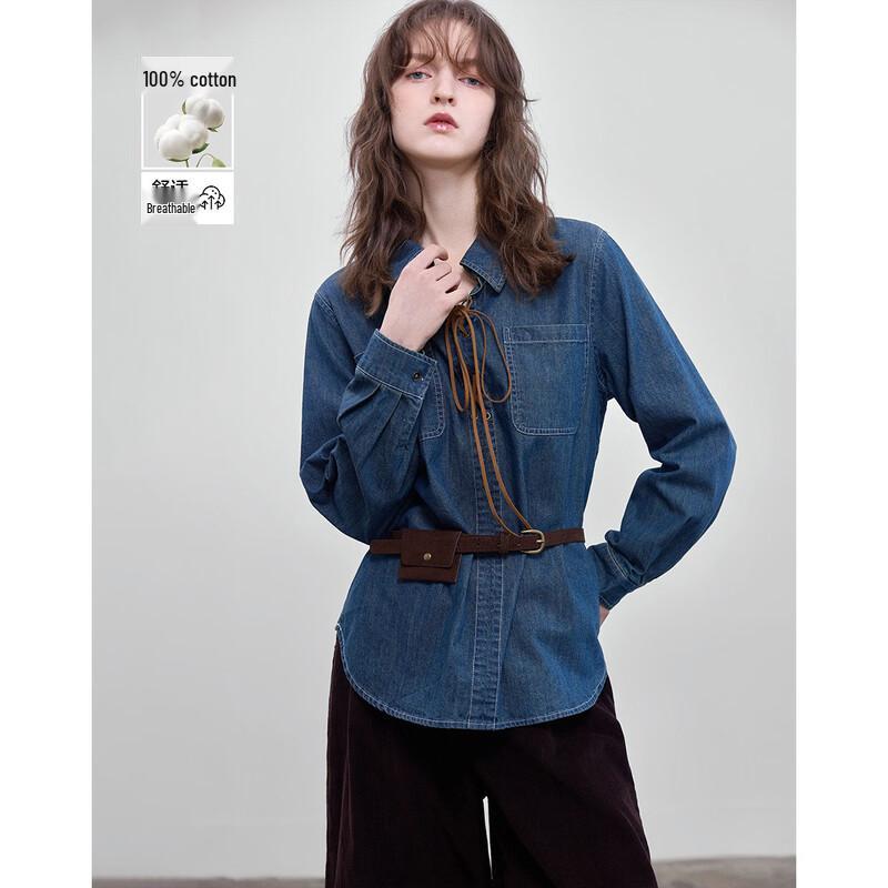 Demana Women s 100% Cotton Loose Fit Denim Shirt S