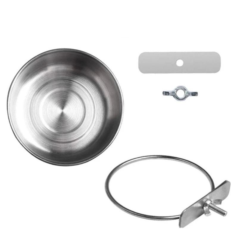 Stainless Steel Pet Feeding Bowl for Birds, Cats, and Dogs – Easy Cage Installation Feeder