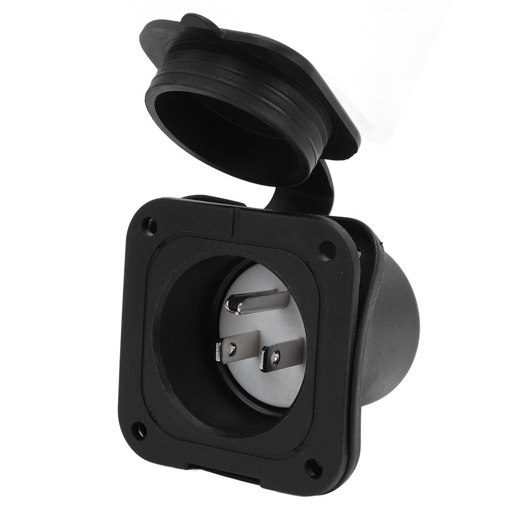 15 Amp Flanged Inlet Recessed 125V Shore Power Inlet Receptacle Plug with Water Resistant Covers Ext