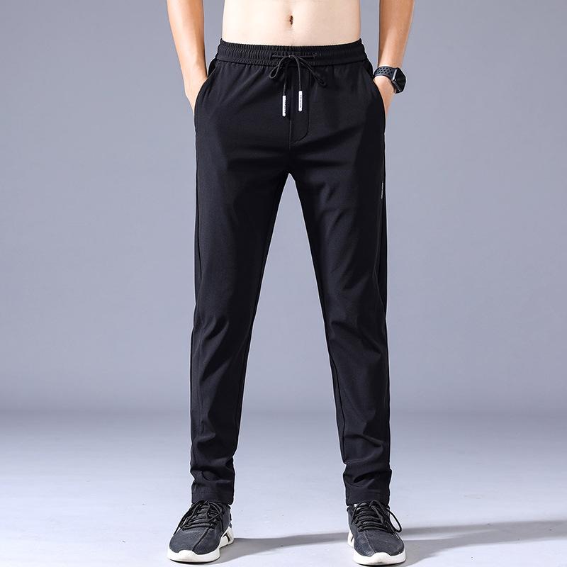 Ice Silk Cool Men's Elastic High Waist Slim Fit Sports Pants - Summer Casual Style 1062
