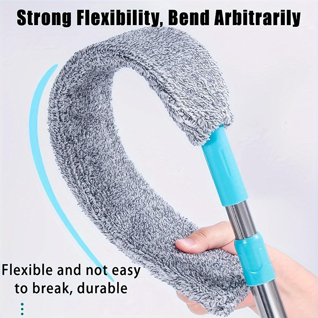 6pcs Extendable Long Handle Duster | For Cleaning Under Beds, Sofas & Gaps, with 5 Replaceable Cloths, Household Cleaning Tool