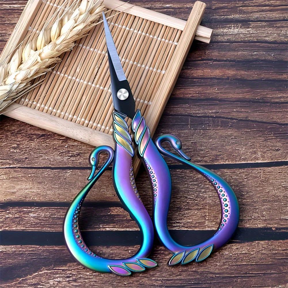 [1pc Vintage Steel Scissors] Vintage Style Scissors - 1pc Durable Steel Mini Sewing Cutter with Elegant Metallic Handles | Perfect for Embroidery