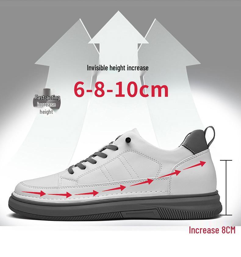 866 Men's Height Boost Sneakers: Thick Sole Platform Casual Shoes, Low-Top Cowhide, Spring Trend.