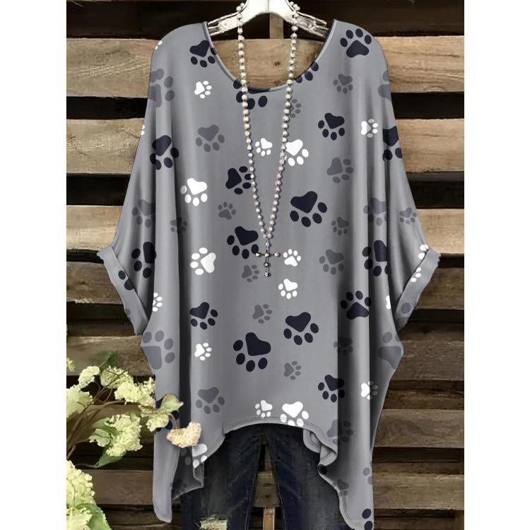 Women Vintage Plaid Stripe Printed Asymmetrical Hem O Neck Short Sleeve T Shirt Casual Fashion Street Top