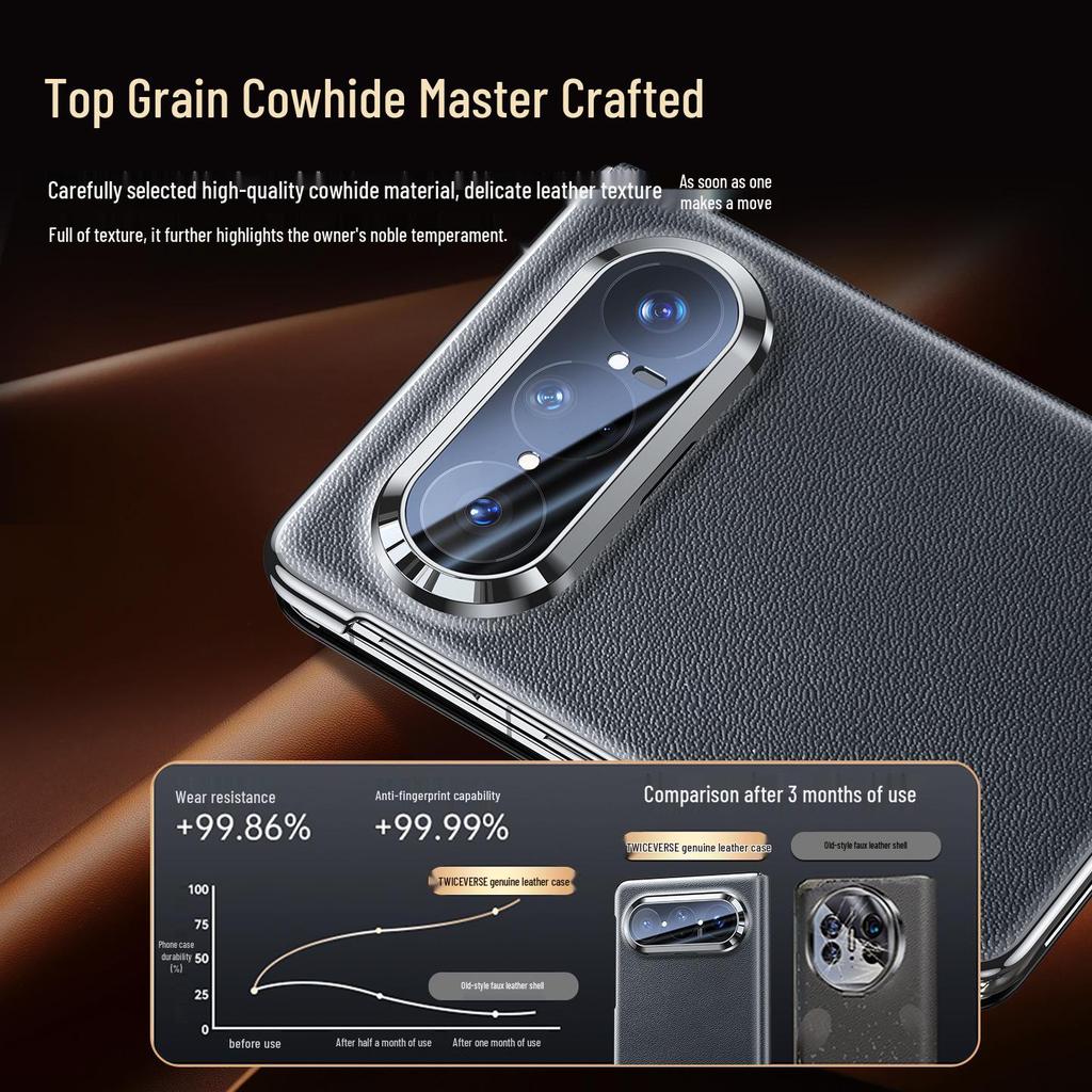 Funda Plegable para Teléfono Huawei Pura X Max de Cuero Genuino con Soporte Giratorio, Protección Magnética a Prueba de Caídas de Cobertura Total