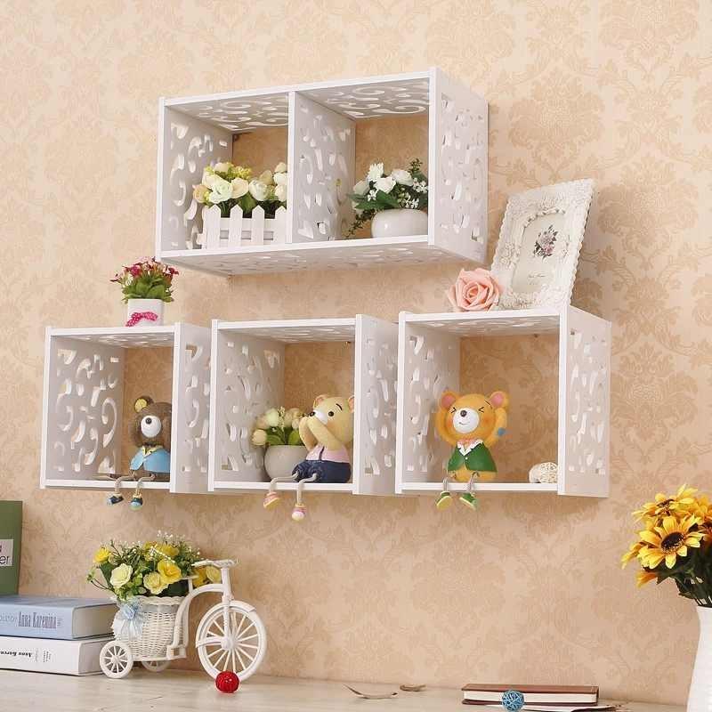 Shelf Creative Storage Wall Mounted Grid Rack Bedroom Nightstand Decorative