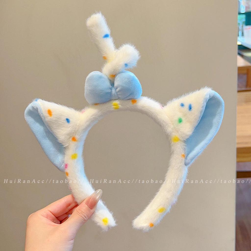 Korean-Style Plush Cat Ear Headband for Women - 2025 Trend, High Skull Top, Perfect for Face Washing and Hair Styling