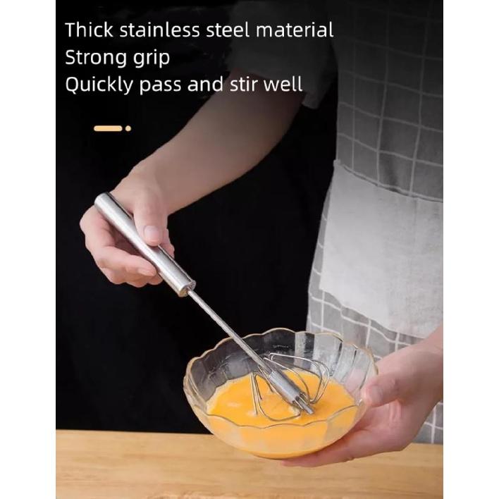 Stainless Steel Semi-Automatic Whisk,2024 New Multifunction Egg Beater,Beating,Whisking and Stirring,for Egg Whisk,Milk Frother,Cake,Batter and Other