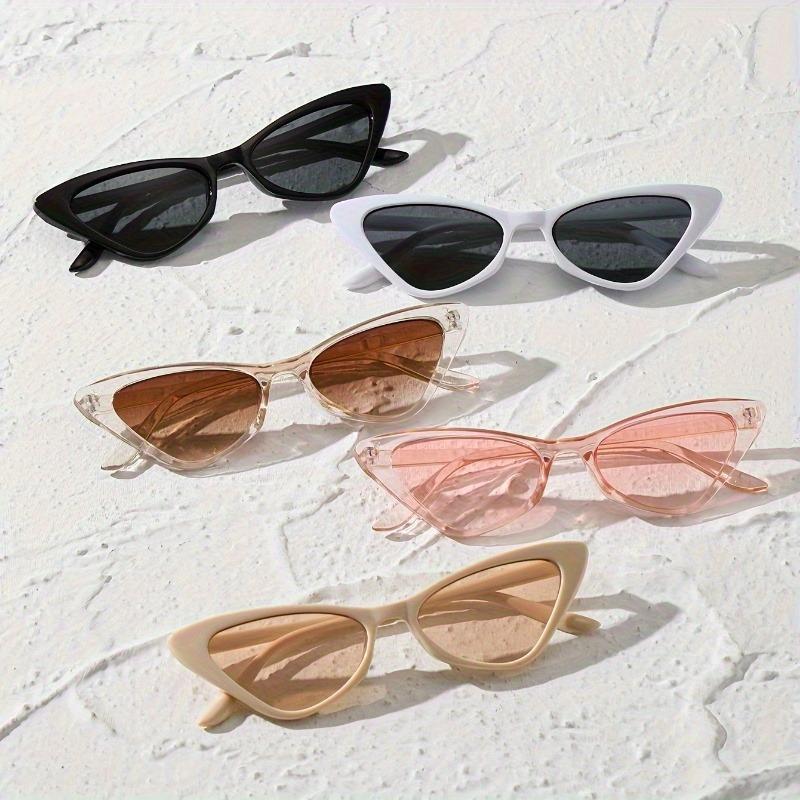 5PCS Cat Eye Sunglasses Women's Style Small Frame Retro Sun Glasses Pography Shade Sun Protection Glasses Fashionable Elegant