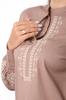 Blouse – Women's Linen Embroidered Shirt with Puff Sleeves & High Collar, Any Season 8409-132-22 HC