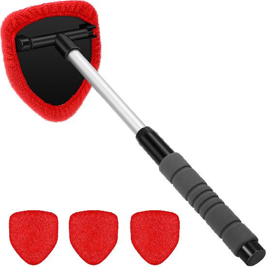 Windshield Cleaning Tool, Microfiber Car Window Cleaner with 4 Reusable and Washable Microfiber Pads and Extendable Handle Deals