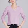 White Women's Long-sleeved Bottoming Shirt Spring and Autumn New Shirt with T-shirt Mercerized Cotton Stunning Top