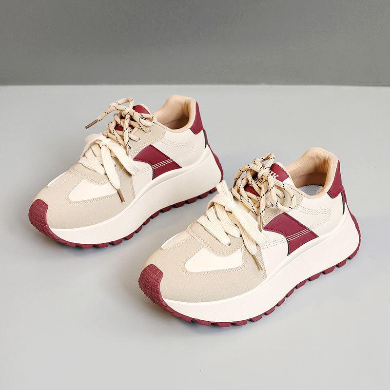 Sneakers Chunky in Pelle da Donna 2026 Moda Mix Colore Piattaforma Scarpe Sportive Donna Casual Suola Spessa Scarpe da Corsa Zapatos Mujer