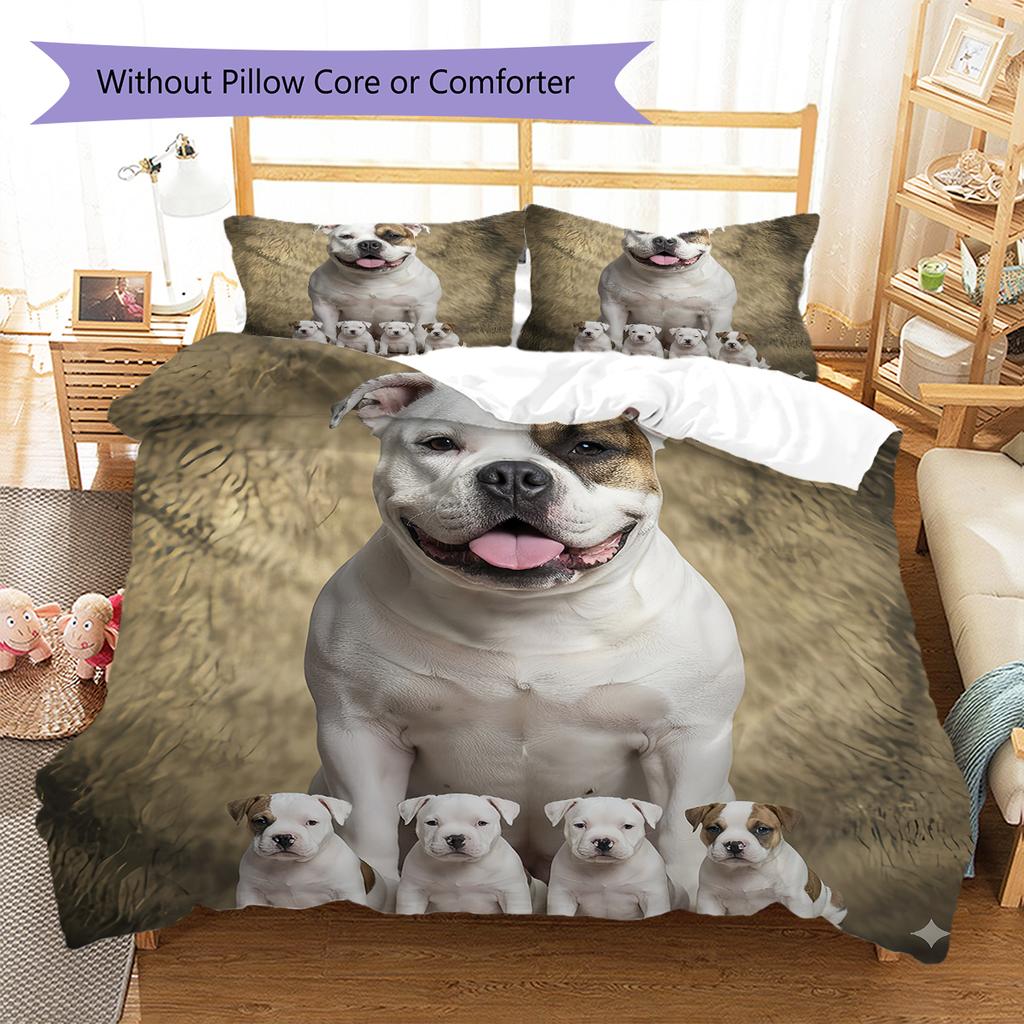Pit Bull Pattern Bedding Quilt Set Quilt Cover Pillowcase Home Decoration Gift (1 * duvet cover + 2 * pillowcase, without core)