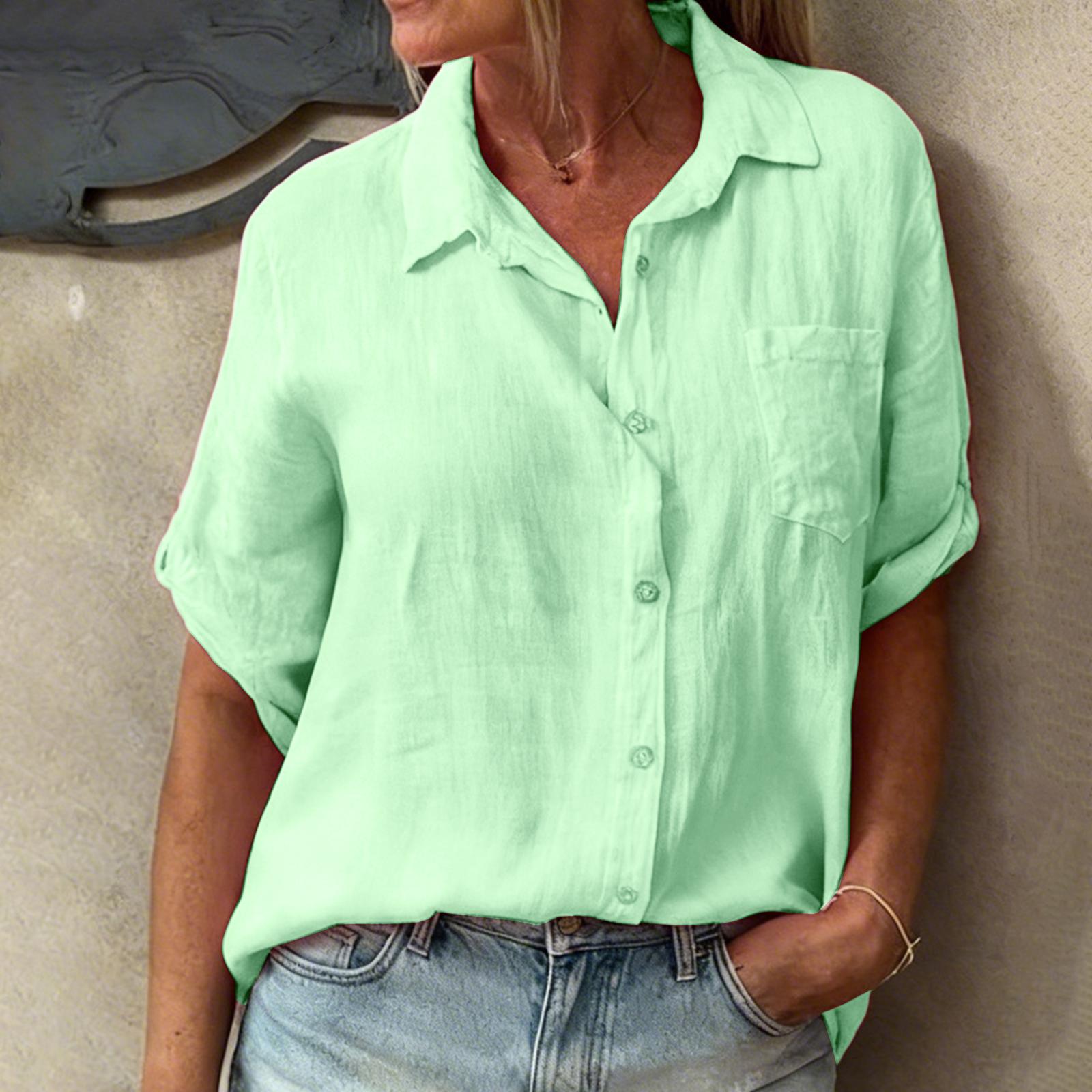 

Women s Color Casual Cardigan With Loose Collar Shirt Top S