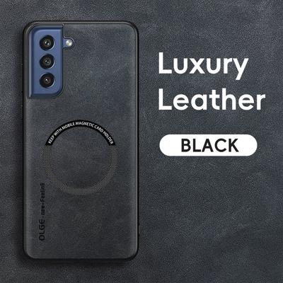 Magnetische Retro Leder Soft Hülle für Samsung Galaxy S21 FE S21FE Kabelloses Laden Handyhülle Abdeckung