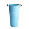 Blue Wooden Handle Decorative Tin Flower Bucket for Fresh Arranging - High Capacity Watering & Displaying Iron Bucket