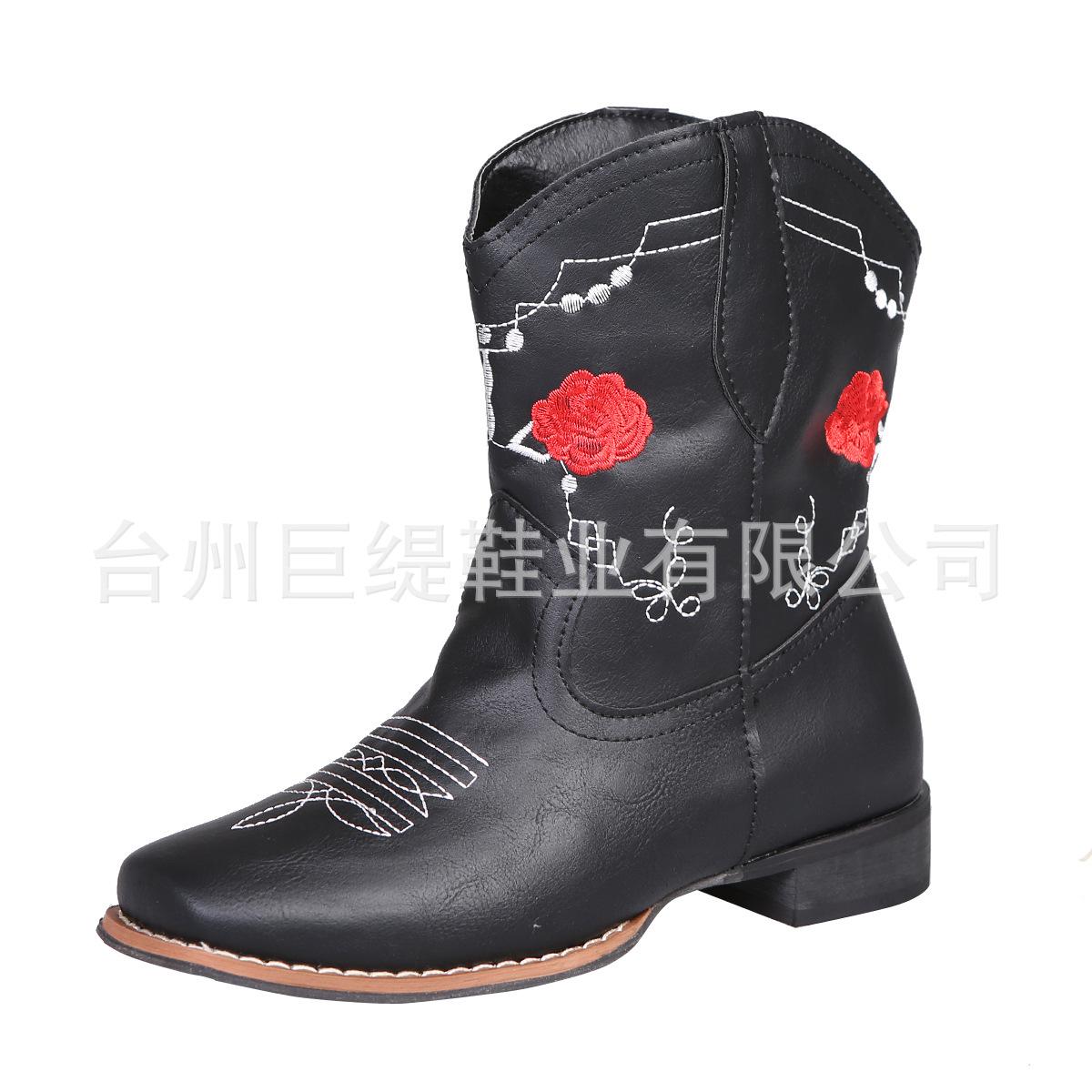 

Juti spot new foreign trade 2021 winter European and American foreign trade large size embroidered rose medium tube knight women s single boots 35 чорний