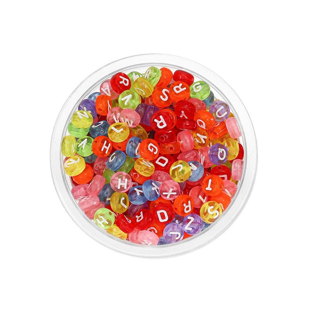 4 * 7Mm Acrylic Luminous Russian Letter Beads Bracelet Necklace Beaded Loose Beads Diy Jewelry Accessories