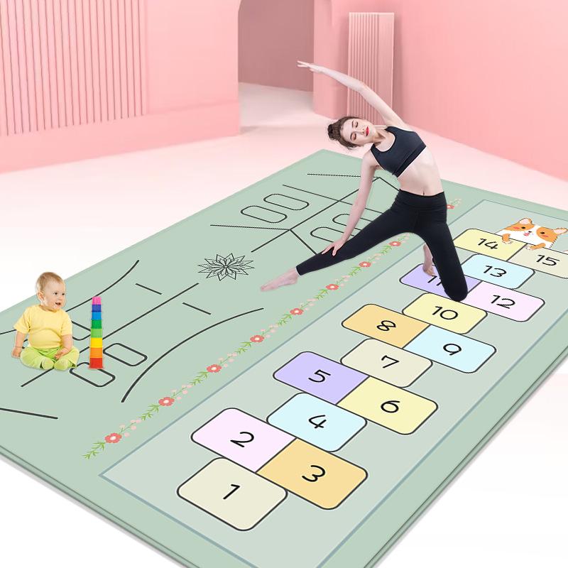 Pogrubiona Antypoślizgowa Mata do Jogi i Fitnessu Redukująca Hałas, Bardzo Szeroka i Długa do Aerobiku w Domu lub Tańca Dzieci