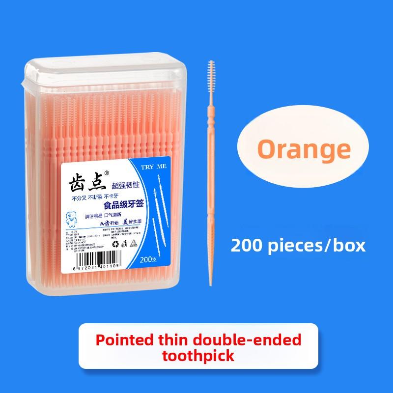 

Коробка из 200 штук одноразовых бытовых зубочисток-нитей оранжевый