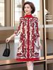 Elegant Spring Pleated Floral Dress for Mature Women