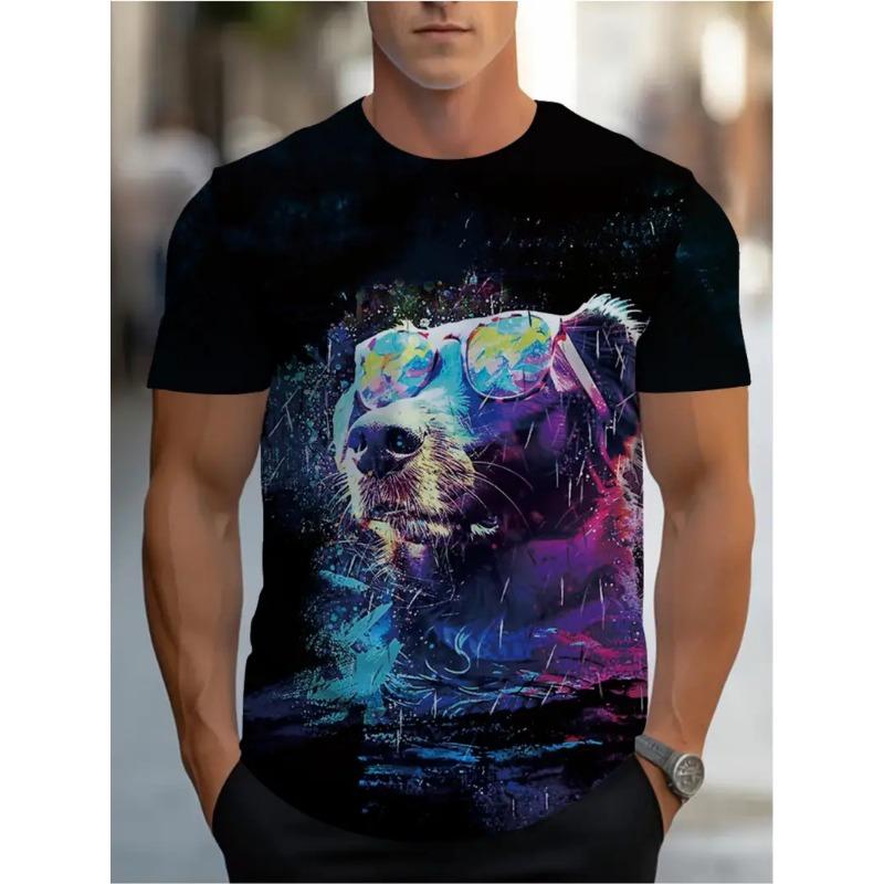 

Мужская повседневная футболка с круглым вырезом и 3D-принтом для лета, легкая, дышащая, модная, универсальная, не стесняющая движений, с принтом собаки 6XL