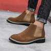 Fashion Mens Fashion Tide Boots Genuine Leather Chelsea Boots Men Suede Luxury Ankle Boots High-top  Plush Fur Winter Boots Gb