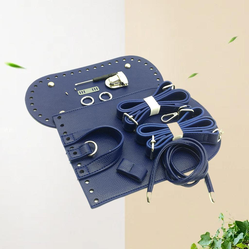 7 Pieces / Set DIY PU Leather Bag Knitting Set, Bottom Shoulder Strap Flap Cover