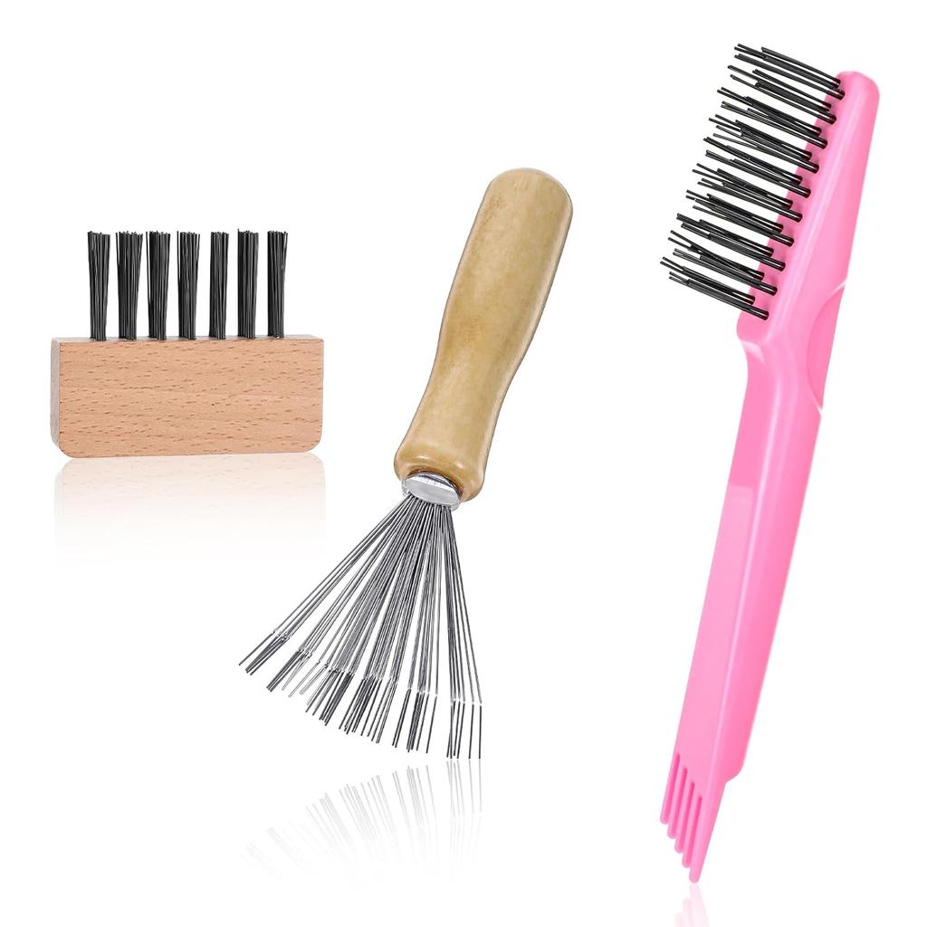 Hair Brush Cleaner Tool, 3 Pcs Hairbrush Cleaner Set, 2-In-1 Comb Cleaning with Metal Wire Rake for Removing Hair Dust from Brushes Vacuums, Home and