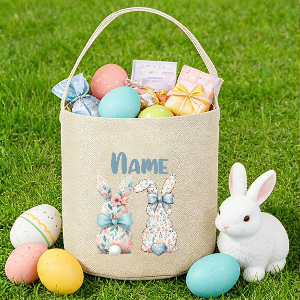 

Personalized Easter Basket for Kids Custom Name Easter Egg Hunt Basket Toddler Egg Hunt Storage Bag Kids Easter Gift