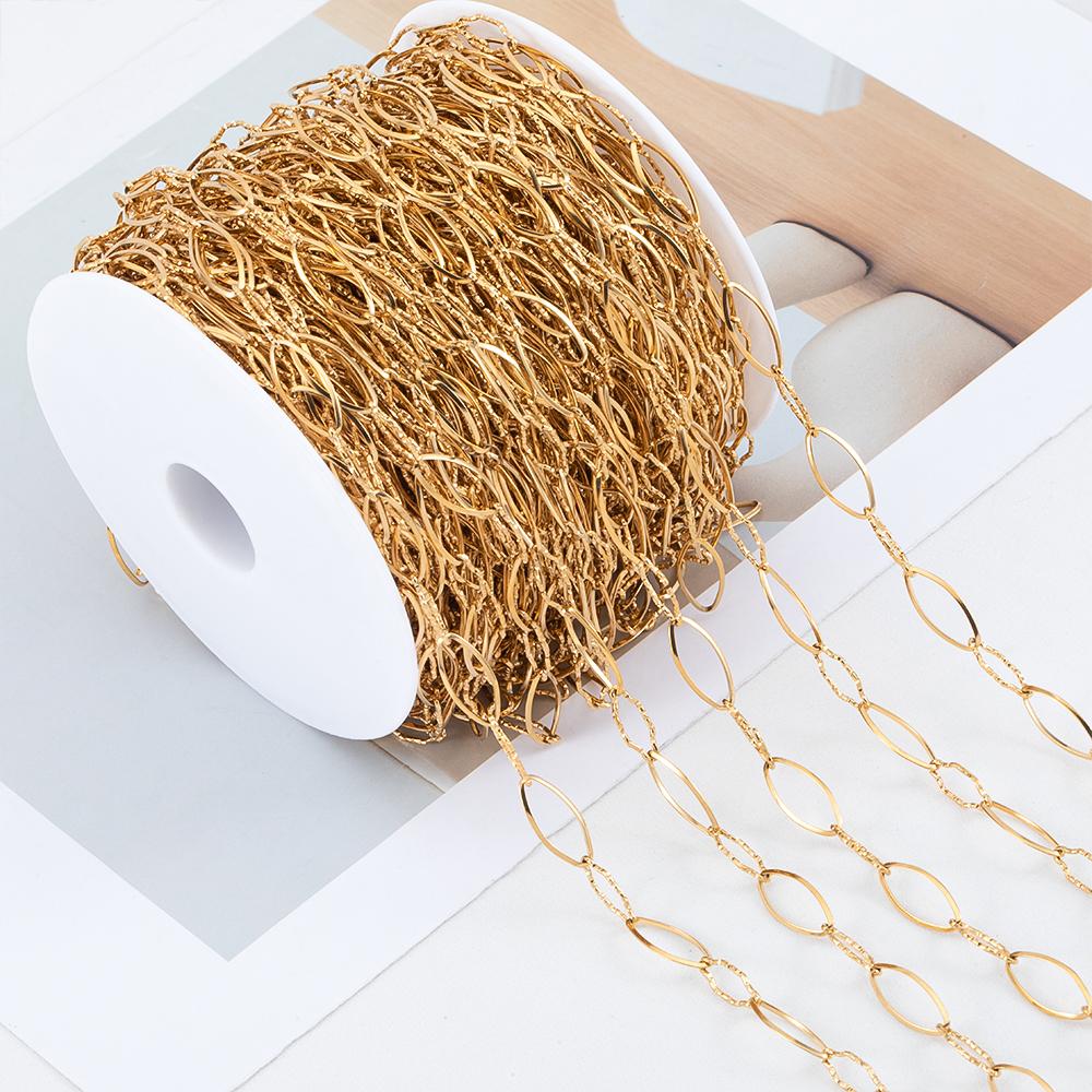 No Fade 1Meter Stainless Steel Gold & Silver Color Twist Stick Link Chain Bulk Chains for DIY Necklace Bracelet Jewelry Making