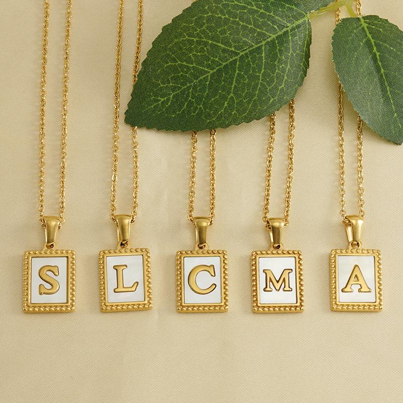 18K Gold Stainless Steel Letter Pendant Necklace – European and American Style Titanium Steel Clavicle Chain for Women