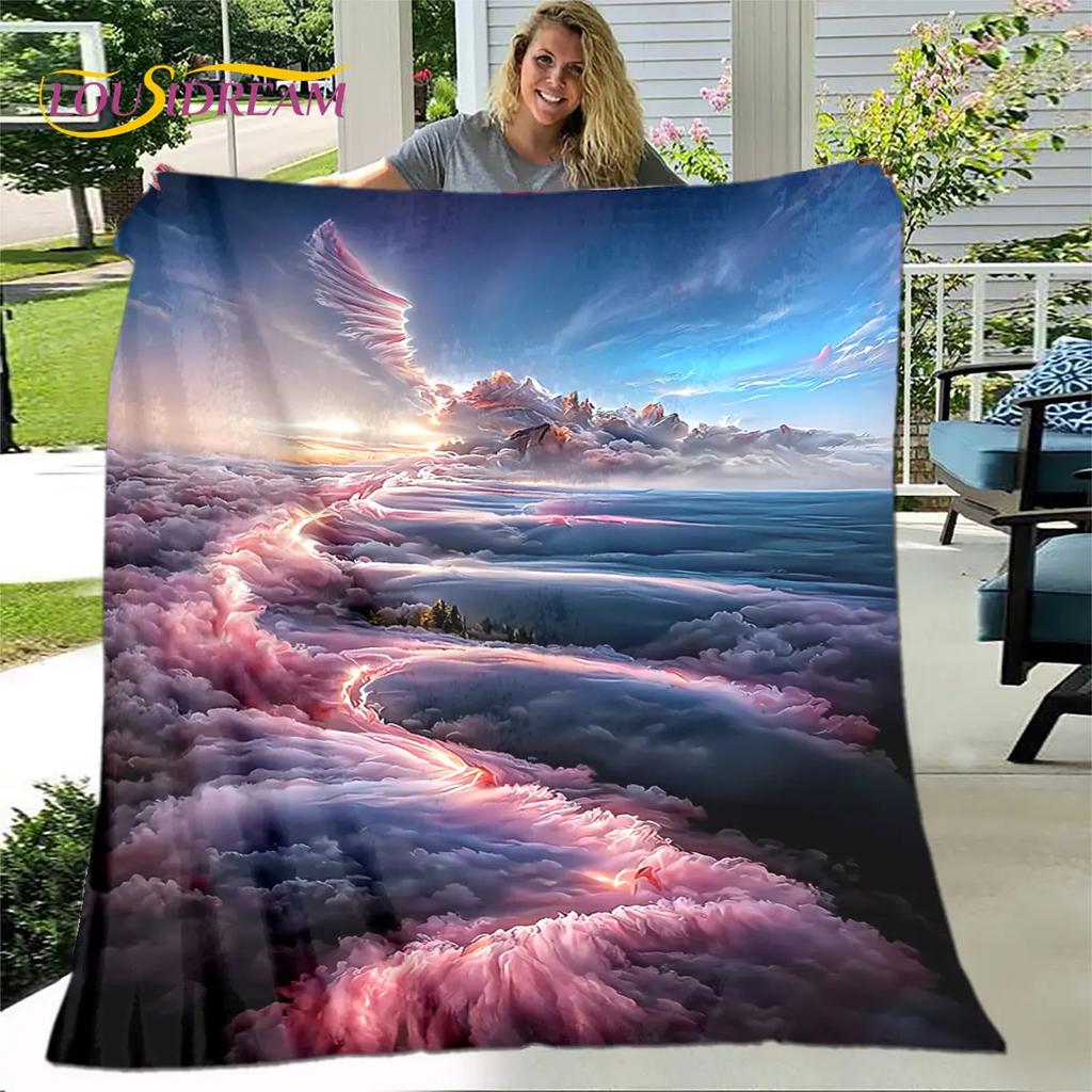 3D Natural ,Tornado, Cloud Blanket,Flannel Blanket Throw Blanket,Warm Blanket for Home Living Room Bedroom Beds Sofa Picnic Kid