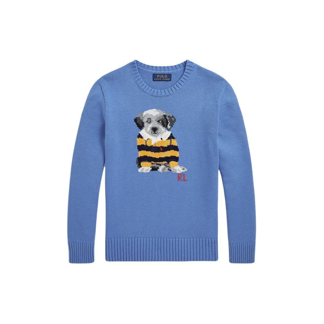 

Polo Ralph Lauren Вязаный свитер Ss24 Вышивка «Буква Щенок» Круглый вырез Повседневный Длинный рукав Детский свитер Синий CWPOSWEY6820499-400 L